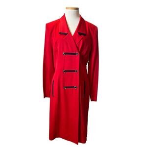 VTG 80s 90s Danny & Nicole New York Coat Dress SZ M Red Black Gold Cosplay Retro